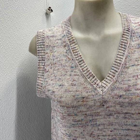 Emilia George Women’s Multicolor Flecks V-Neck Knitted Vest – Size M - Picture 10 of 13